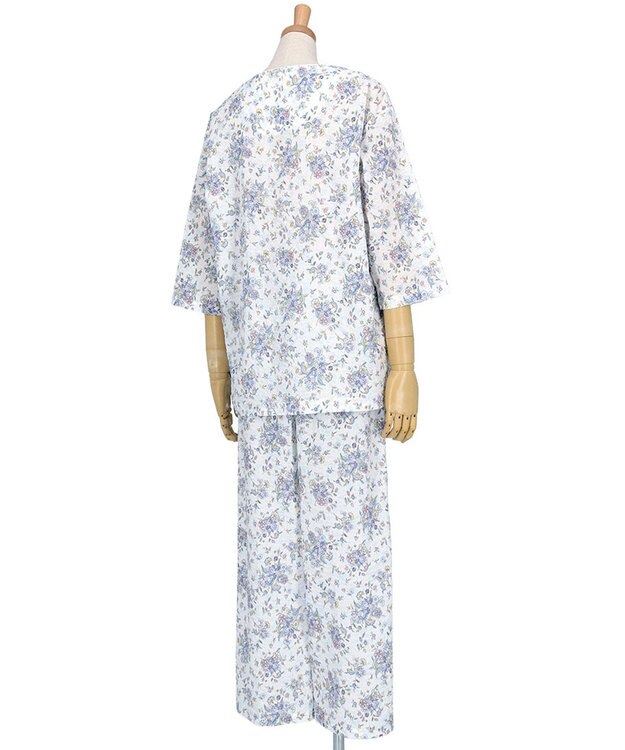 WACOAL パジャマ 7分袖 長袖 長ズボン 綿100%(本体) ローン素材 ミントン レディース NDT265 /ワコール ホワイト