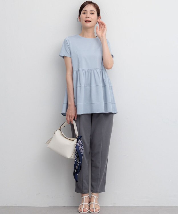 組曲 【WEB限定】ジョーゼットジャージーテーパード パンツ グレー系