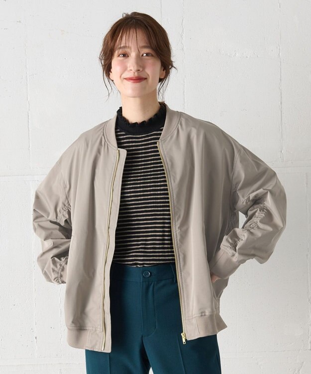ANY 【洗濯機可能/撥水】MA-1 ギャザーブルゾン ライトモカ