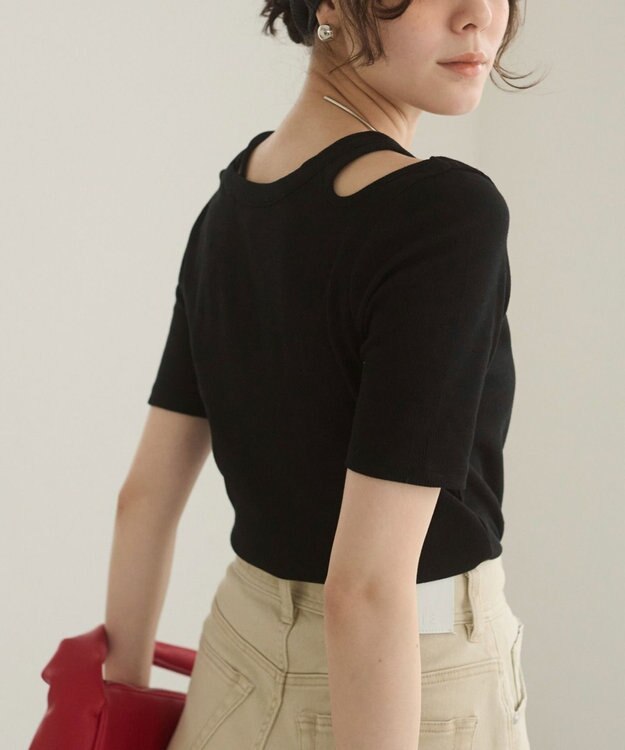 WEGO 【ANGIE VINTAGE】アシンメトリーカットアウトトップス ブラック