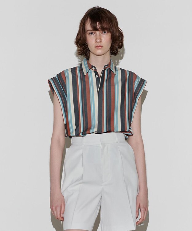 NAVE 【Nave 　洗える】ワイドストライプ ブラウス ネイビー系1