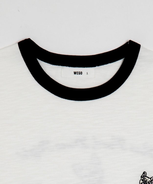 WEGO ワンポイント刺繍リンガーT（SS） ホワイト