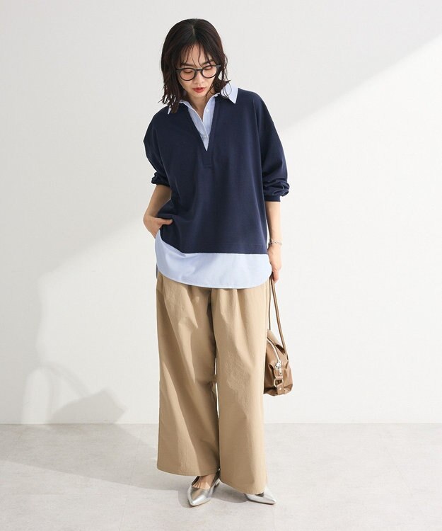 Green Parks 衿レイヤードッキングチュニック Navy