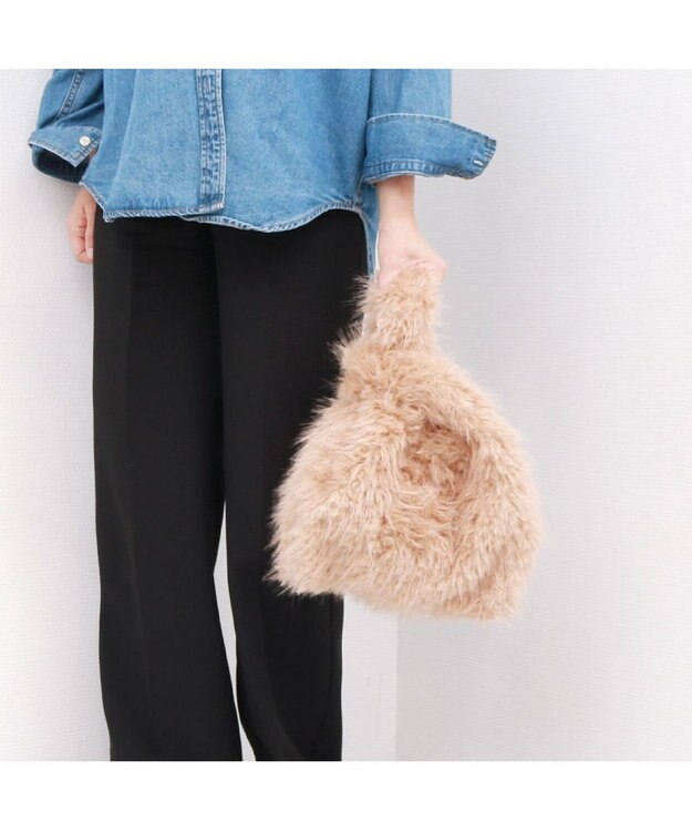 UNBILLION カシュカシュ cachecache / シャギーエコファーショッパーバッグ キャメル