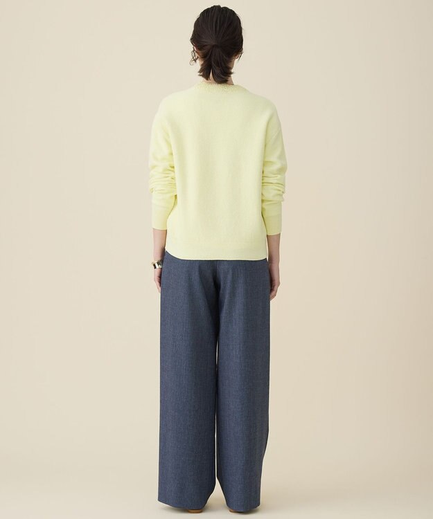 自由区 L 【セットアップ対応】ソフトリネンダンガリーワイド パンツ ネイビー