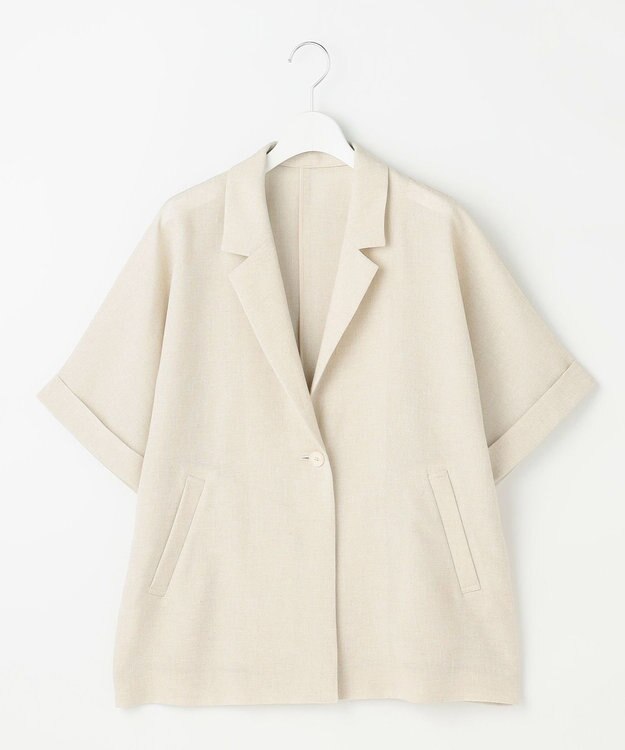 自由区 L 【人気素材・NEWアイテム】ラスティックメッシュハーフスリーブ ジャケット フラックス