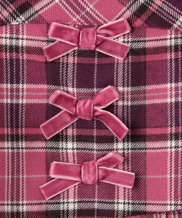 ANY KIDS チェックプリーツジャンパースカート ピンク系