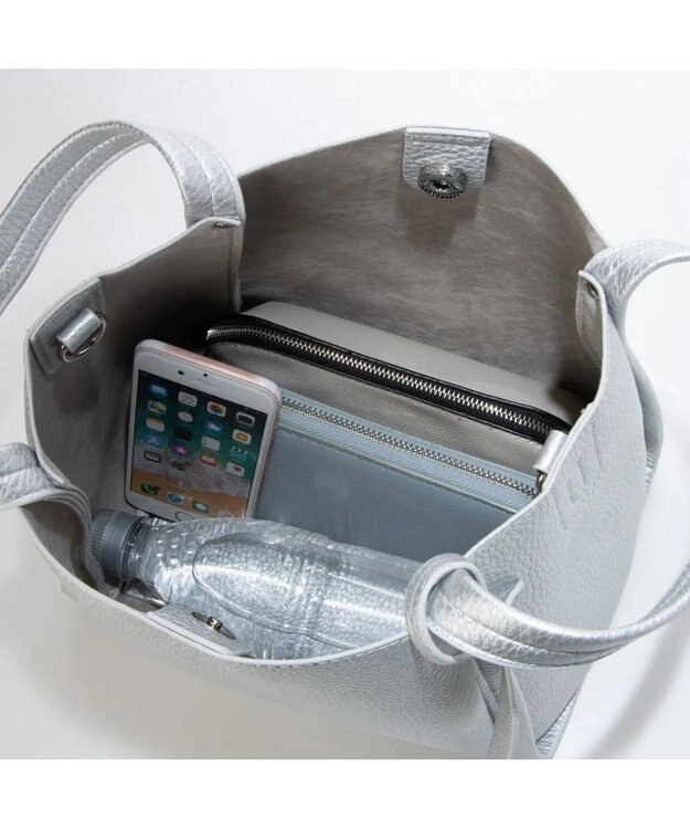 UNBILLION カシュカシュ cachecache / ミニショルダー付きソフトレザー調ミニトートバッグ シルバー