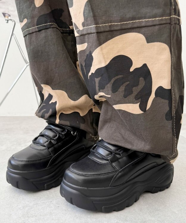 WEGO 【MLサイズ展開】ハイカットベルト厚底スニーカー ブラック