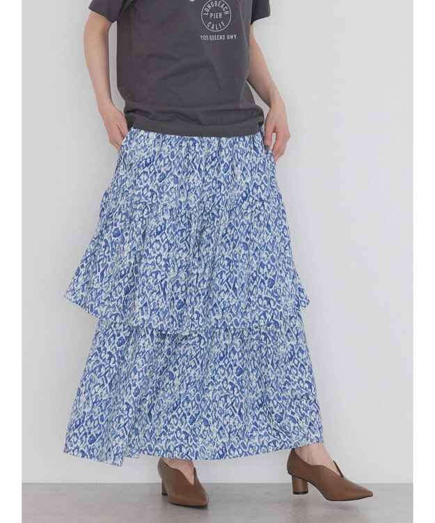 AMERICAN HOLIC ティアードエスニックプリントスカート Blue