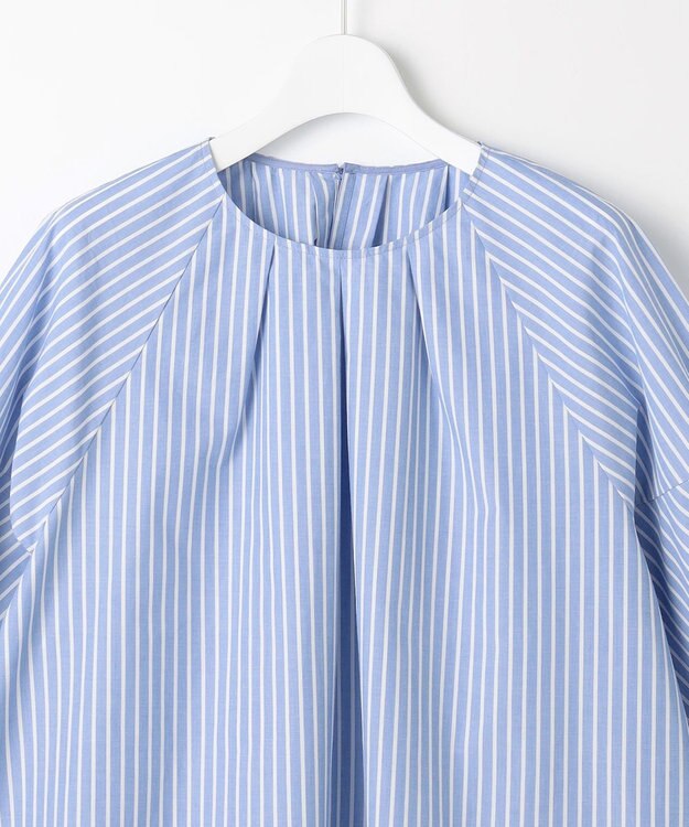 自由区 L ボリュームスリーブ ブラウス サックスストライプ