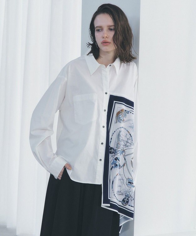 YECCA VECCA スカーフデザインアシメシャツ White