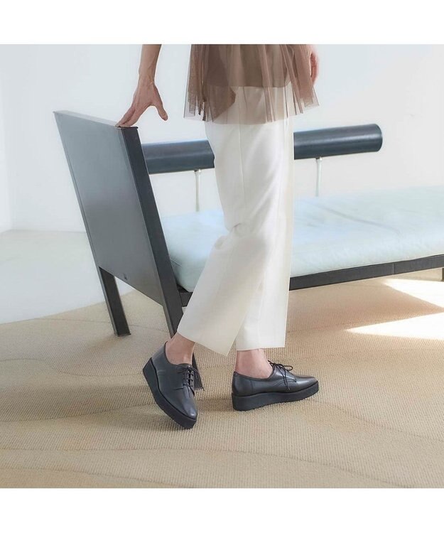 MODE ET JACOMO <carino>【レイン対応】レースアッププラットフォーム ブラック