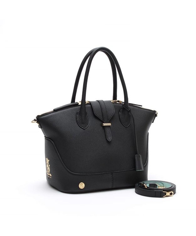 A.D.M.J. 【牛革】モーツァルト/バイカラーノーブルファスナートート25cm(ショルダーストラップ付) BLACK×BLACK