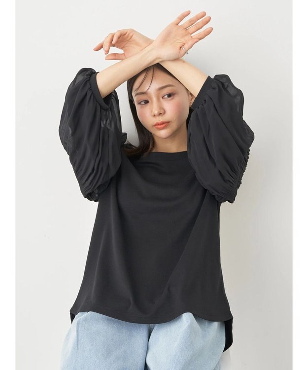 earth music&ecology マジョリカプリーツプルオーバー Black