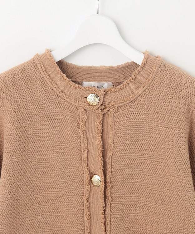 Feroux 【ONWARD CROSSET MAG掲載】ツイードライクニット ジャケット ベージュ系