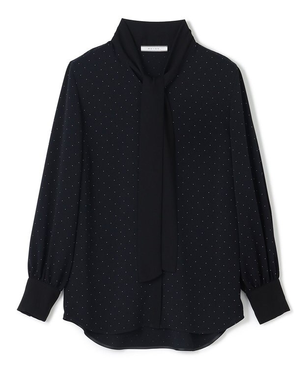 BEIGE， 【WEB限定】MAKALU / ボウタイブラウス Navy×Black