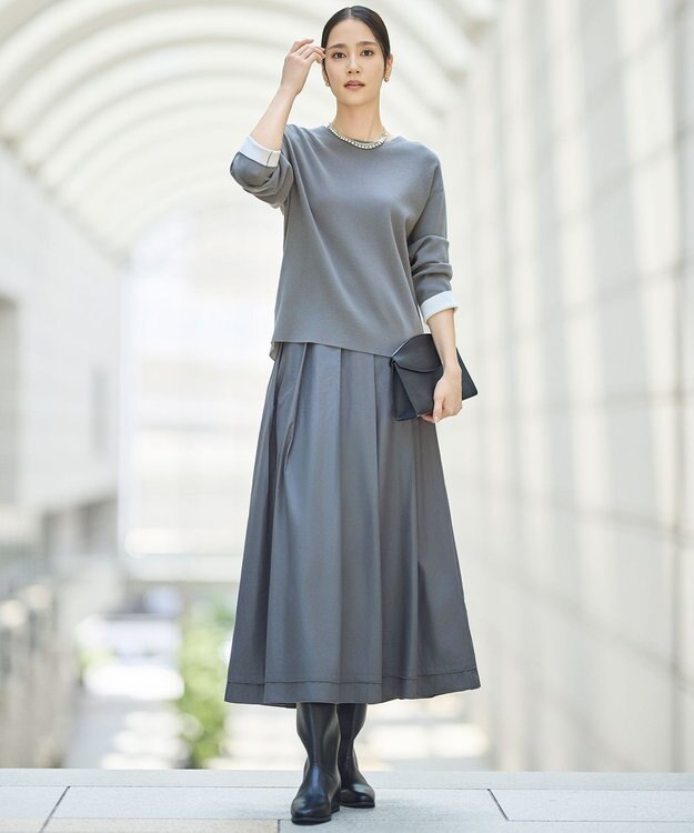 自由区 L 【カタログ掲載】レーヨンストレッチベーシックシルエット ニット グレー