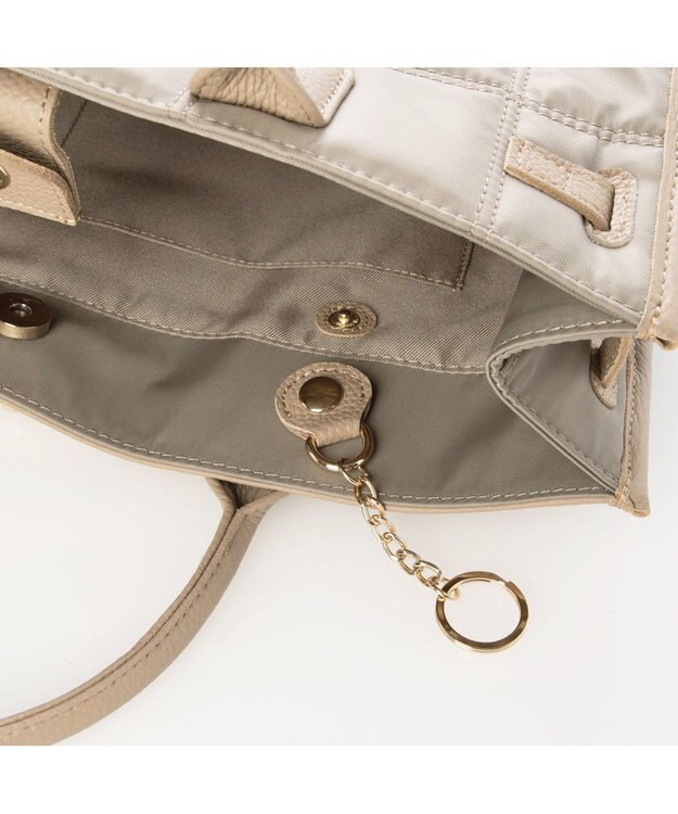 UNBILLION 【テレビ ドラマ着用アイテム】ペルケ perche / ナイロンキルト×クロコ型押し牛革A42wayトートバッグ オーク