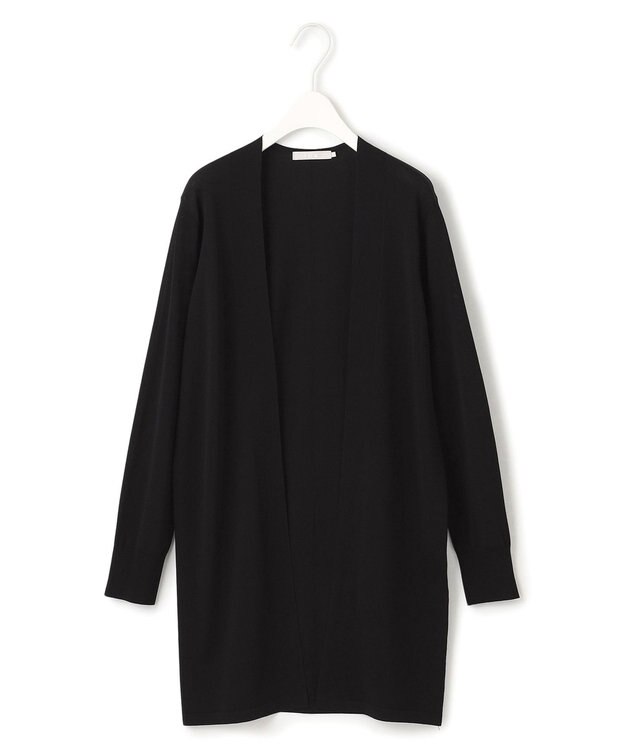 ICB 【洗える】シンセティックハイゲージ ロングカーディガン ブラック系