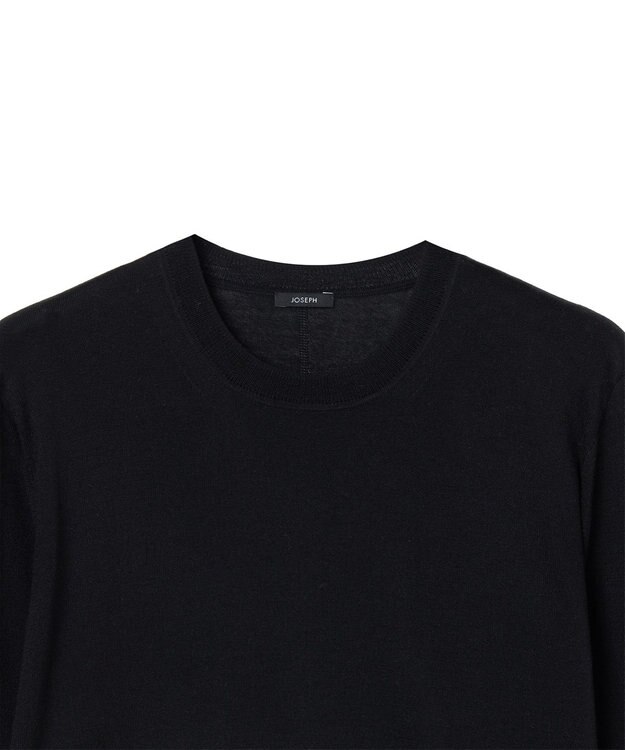 JOSEPH 【洗える】スーパーファインコットンシルク　ラウンドネックニット Black