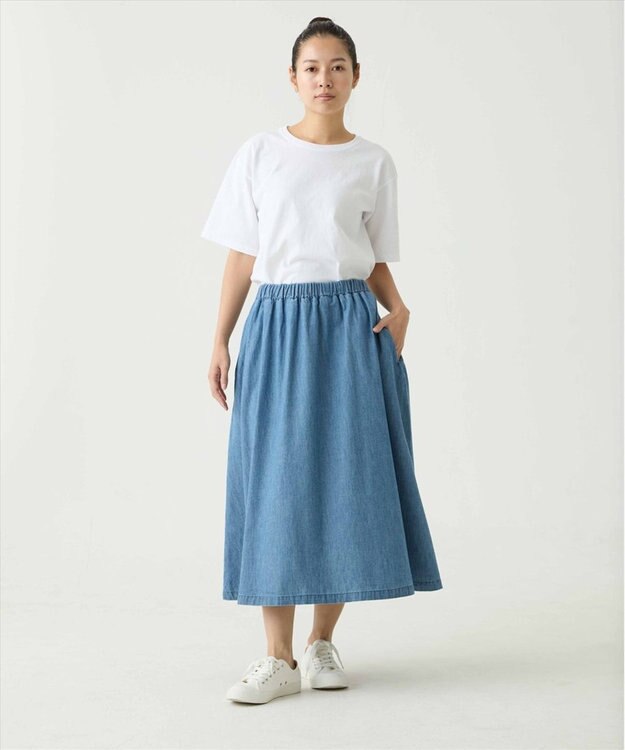 caqu gather skirt ゆったりシルエットデニムスカート 3years