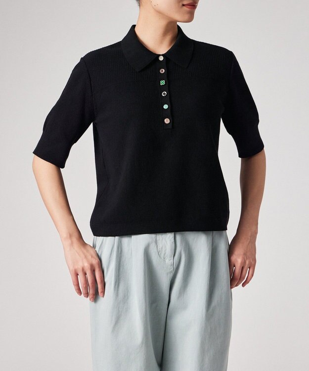 Paul Smith ラッキーチャームボタン ニットポロシャツ ブラック