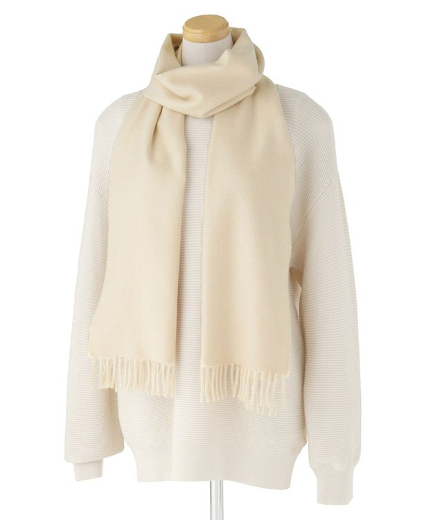 MOONBAT PAUL & JOE ACCESSOIRES ”PJ”ロゴブローチ付きムースタッチマフラー（パッケージ入り） ベージュ