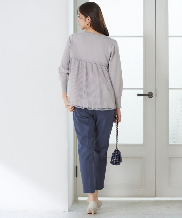 ANY SIS 【WEB・一部店舗限定】バックチュールコンビ ニット ライトグレー