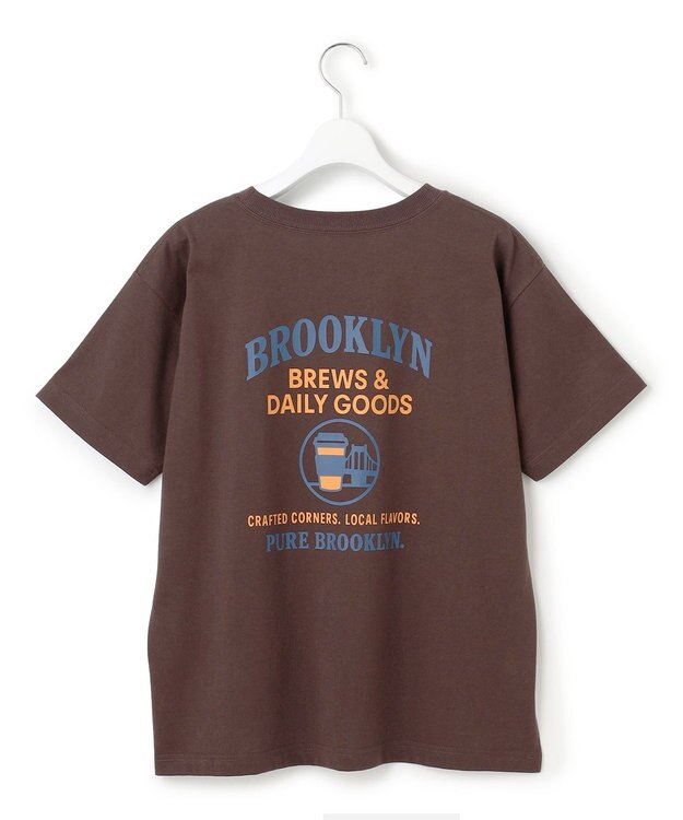 J.PRESS YORK STREET 【WOMEN】カフェロゴプリント Tシャツ ダークブラウン系