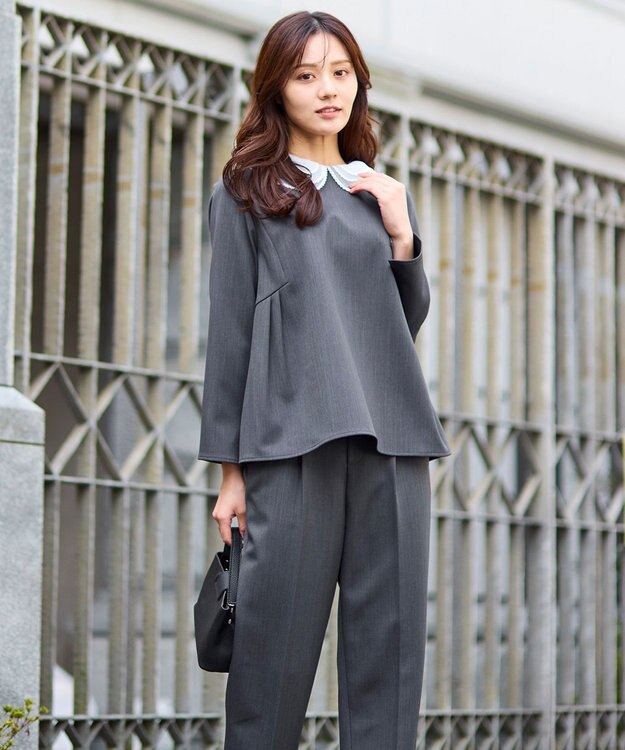 Feroux 【先行予約】2WAYレースカラー美シルエット セットアップ グレー系