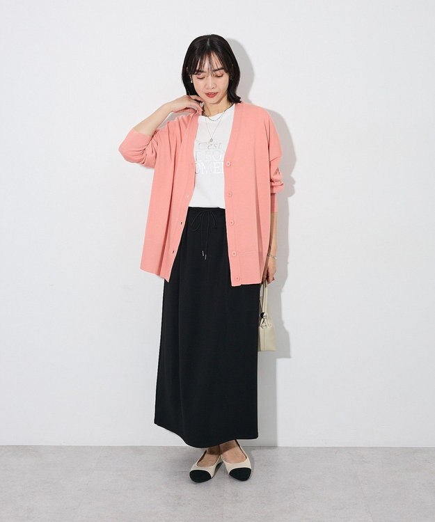 Green Parks ここちニットＶネックカーディガン Pink