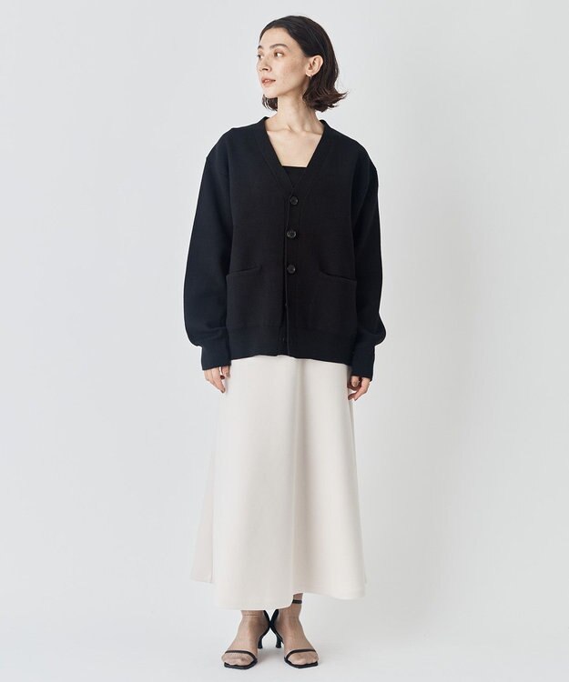 UNFILO MENS 【男女兼用/新色追加】スウェットライク ニットカーディガン [24年秋冬商品] ブラック