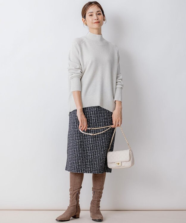 組曲 【8色展開・WEB限定】ウールカシミヤミックス ハイネック ニット シルバーグレー系9