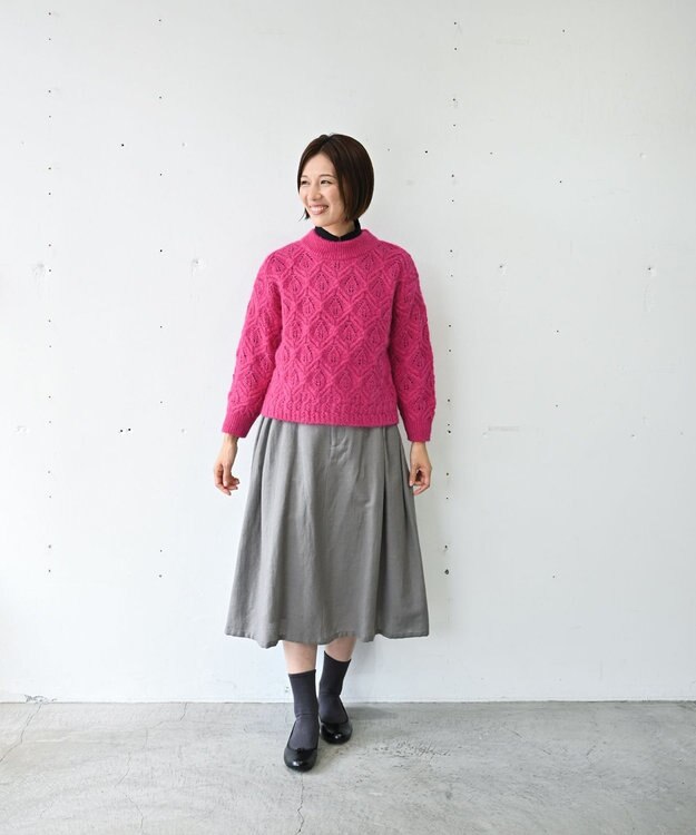 muuc 〈軽やかな尾州産リネンウール〉スカート  　ロングシーズン 秋冬春 後ろウエストゴム有り セットアップ可能 裏地有り グレー