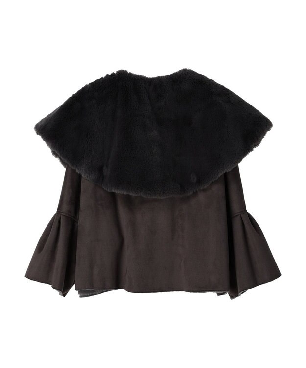 Green Parks ■ＥＳＣＡＲ　フラッフィーケープ付ショートコート Charcoal Gray