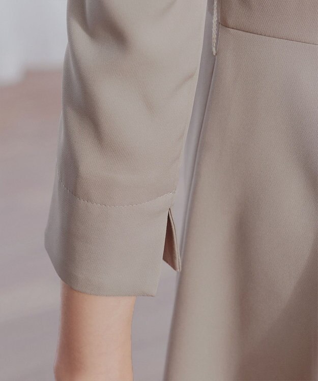 Tiaclasse 【3WAY】リボンブローチ＆ベルト付きフレアワンピース グレージュ