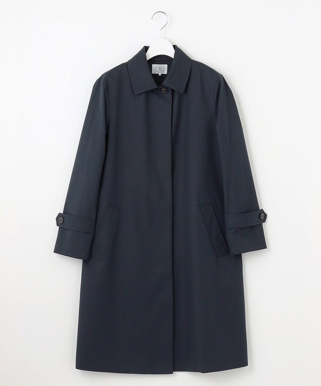 J.PRESS LADIES L コンパクトギャバ ステンカラーコート ネイビー系