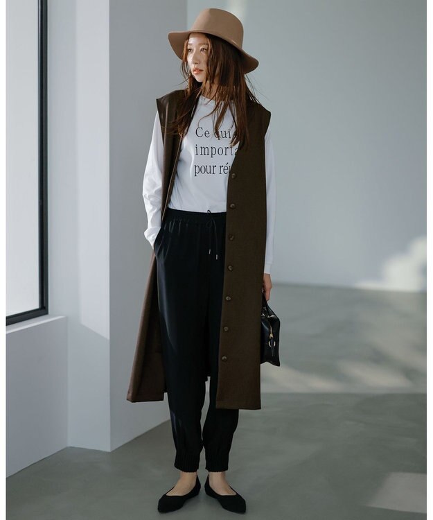 ICB 【WEB限定カラーあり・洗える】ライトダブルクロス ジョガーパンツ ブラック系