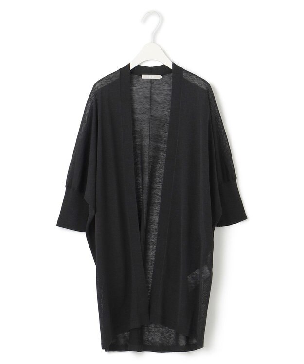 ICB 【洗える】 リネンポリエステルハイゲージ カーディガン ブラック系