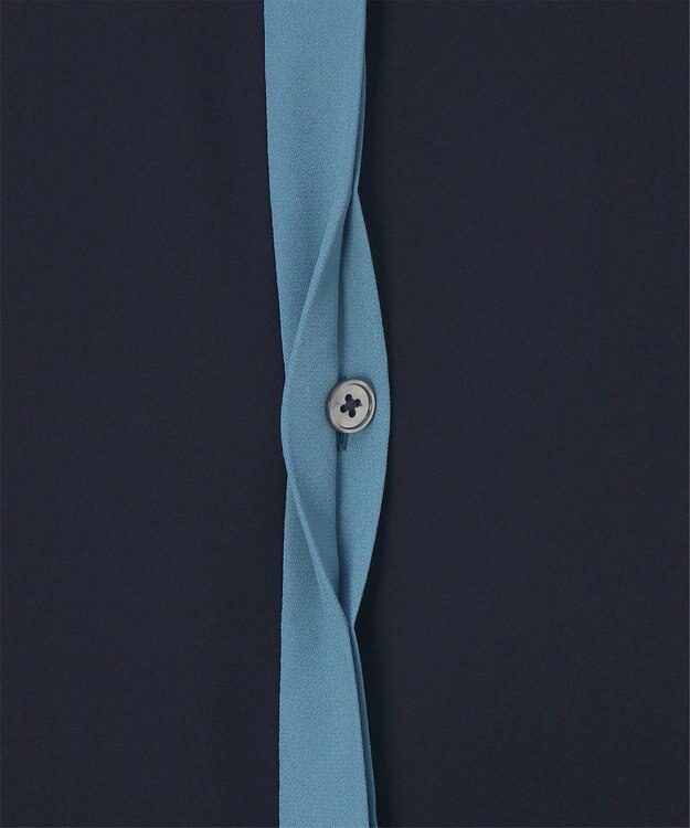 Paul Smith バックサテン ジョーゼット スタンドカラー ブラウス ネイビー