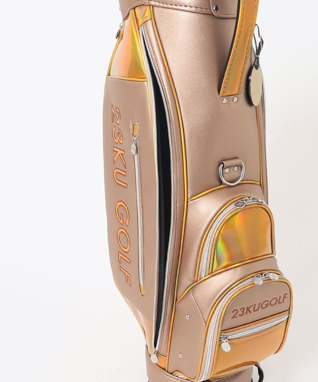 23区GOLF 主役級の華やかさ【UNISEX】ホログラム キャディバッグ 見た目・収納力・機能性抜群 ラウンドに最適！ ベージュ系