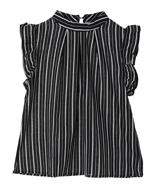 Green Parks ・ＥＬＥＮＣＡＲＥ　ＤＵＥ　ストライプフリルブラウス Black