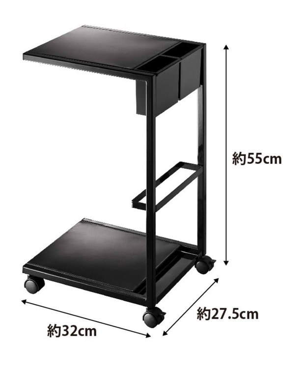 tower サイドテーブルワゴン タワー ブラック ブラック