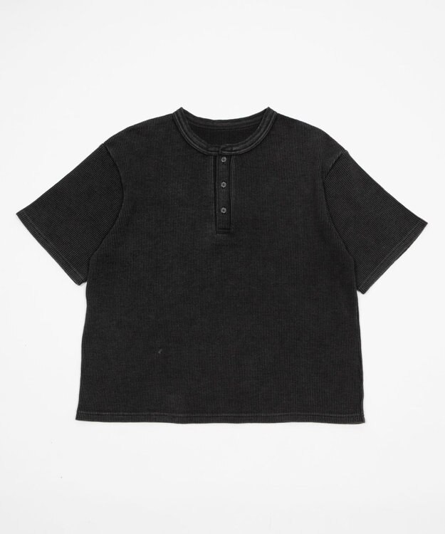 WEGO 【ユニセックス着用ITEM/MLサイズ展開】ワッフルヘンリーネックT（SS） ブラックその他