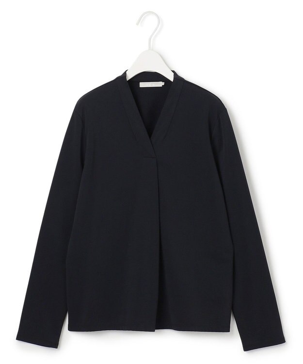 ICB 【洗える】 ウォームジャージー Vネックカットソー ブラック系