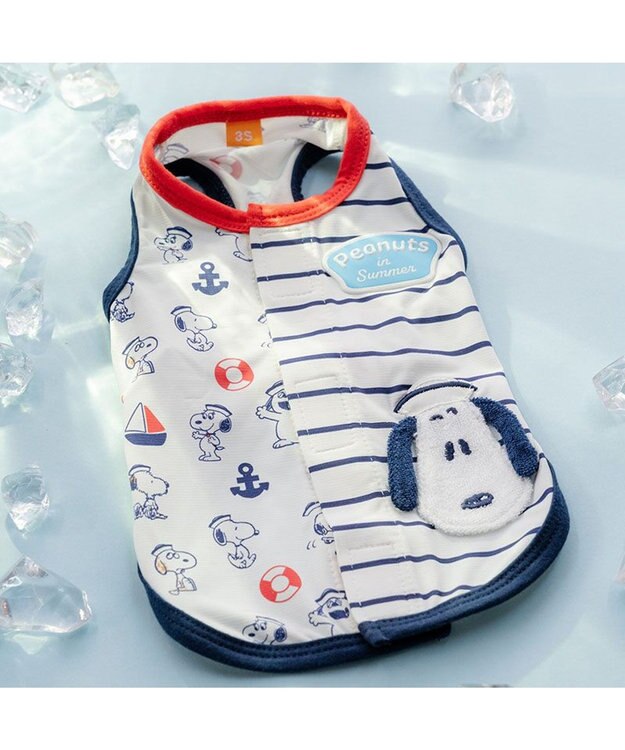 PET PARADISE スヌーピー 背中開き タンクトップ 《マリン柄》  中型犬 大型犬 ネイビー