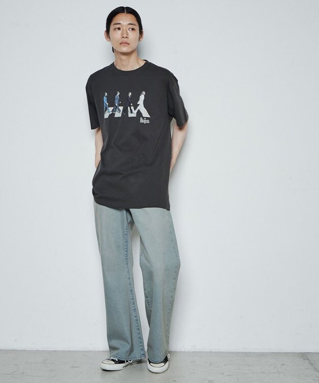 WEGO ルーズフィットフレアパンツ デニム中濃加工色