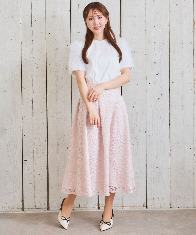 Feroux チュールスリーブ Tシャツ ホワイト系