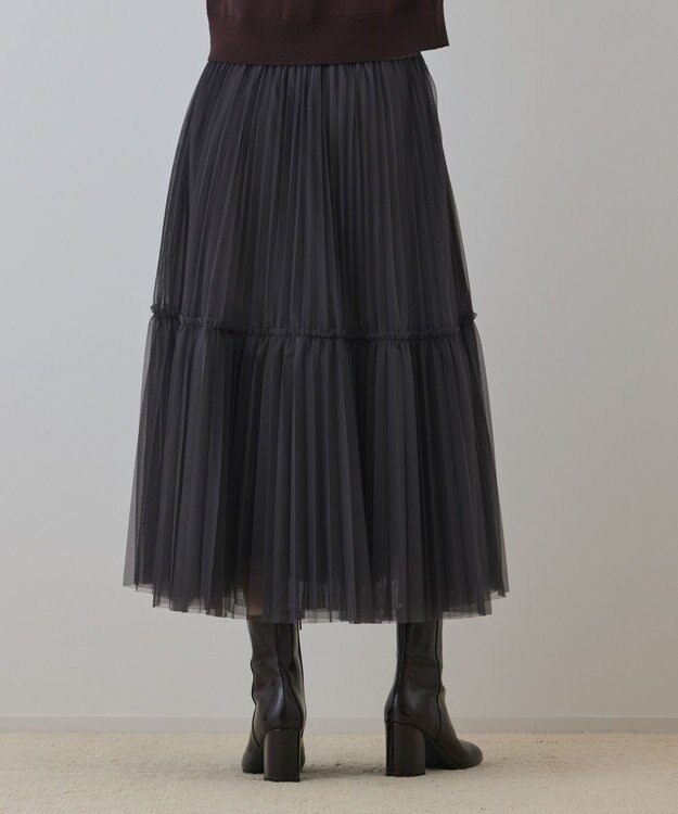 GRACE CONTINENTAL チュールティアードスカート グレー